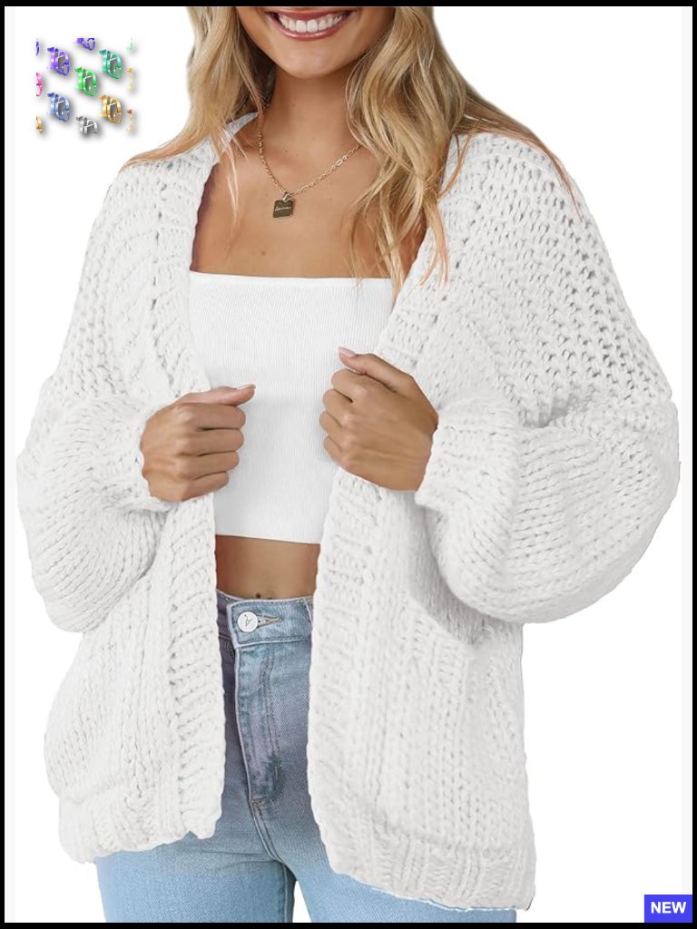 Soft Knitted Open Front Cardigan Lightweight Long Sleeve Casual With Pockets